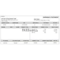 USA 601 WEST management corporation fake payslip Word and PDF template