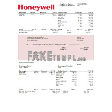 USA Honeywell conglomerate company fake pay stub template in PSD format