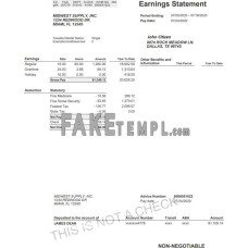 USA MIDWEST supply inc fake earning statement Word and PDF template