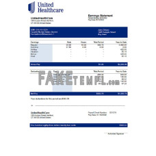 USA UnitedHealthCare fake managed care company Word and PDF template