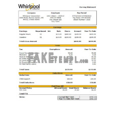 USA Whirlpool Corporation fake commercial company Word and PDF template