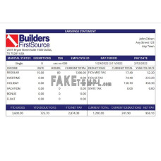 USA Building materials fake earning statement Word and PDF template