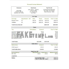 USA personal fake earning statement Word and PDF template