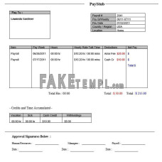 WAH PBC fake pay stub Word and PDF template