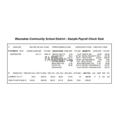 Waunakee Community School District fake payroll check stub Word and PDF template