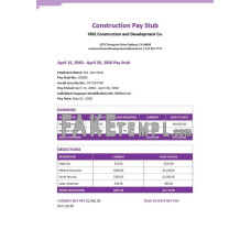 construction fake pay stub Word and PDF template