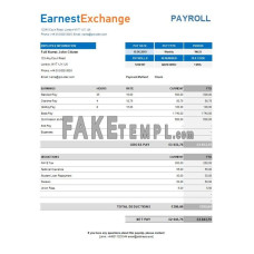 currency exchange company fake payroll Excel and PDF template