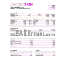 dermatology company fake pay stub Word and PDF template