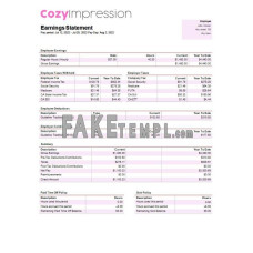 Fast fashion company fake payslip Word and PDF template