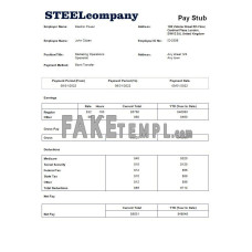 Steel company fake payroll Word and PDF template