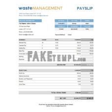 waste management company fake earning statement Excel and PDF template