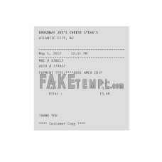 BROADWAY JOE'S CHEESE STEAK'S fake payment receipt photoshop template PSD