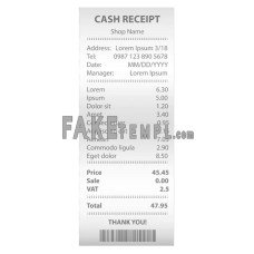 CASH payment receipt sample PSD template