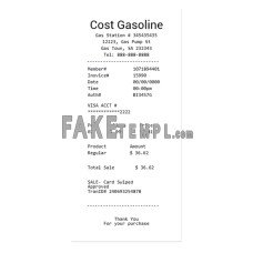 COST GASOLINE  fake payment check photoshop template PSD