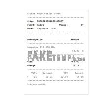 CRONUS FOOD MARKET fake payment receipt photoshop template PSD