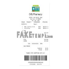 CVB PHARMACY fake payment receipt photoshop template PSD