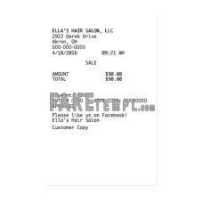 ELLA'S HAIR SALON LLC fake payment receipt photoshop template PSD