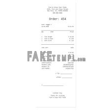 FAST FOOD fake payment receipt photoshop template PSD