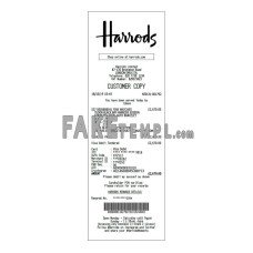 Harrods fake payment receipt photoshop template PSD