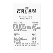 ICE CREAM SHOP  fake payment check photoshop template PSD