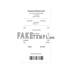 KIWANA RESTAURANT  fake payment check photoshop template PSD