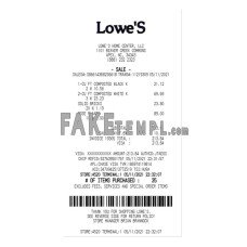 LOWE'S HOME CENTER fake payment receipt photoshop template PSD