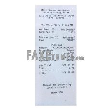 MAIN STREET RESTAURANT  fake payment check photoshop template PSD