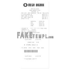 MEGA BIGBOX fake payment receipt photoshop template PSD