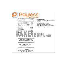 PAYLESS  fake payment check photoshop template PSD