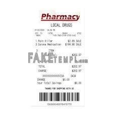 PHARMACY fake payment receipt photoshop template PSD