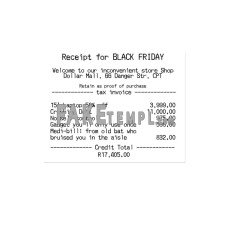 RECEIPT FOR BLACK FRIDAY  fake payment check photoshop template PSD