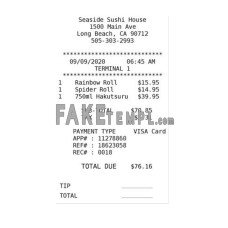 SEASIDE SUSHI HOUSE fake payment receipt photoshop template PSD