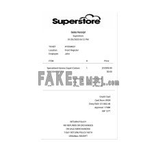 SUPERSTORE fake payment receipt photoshop template PSD