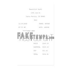 SWEETFISH SUSHI fake payment receipt photoshop template PSD