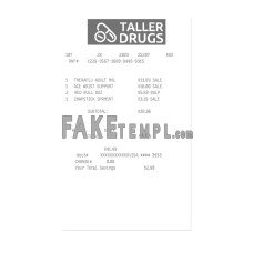 TALLER DRUGS fake payment receipt photoshop template PSD