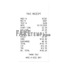 TAXI fake payment receipt photoshop template PSD, version 2