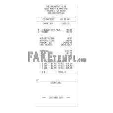 THE BREAKFAST CLUB fake payment receipt photoshop template PSD