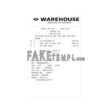 WAREHOUSE fake payment receipt photoshop template PSD